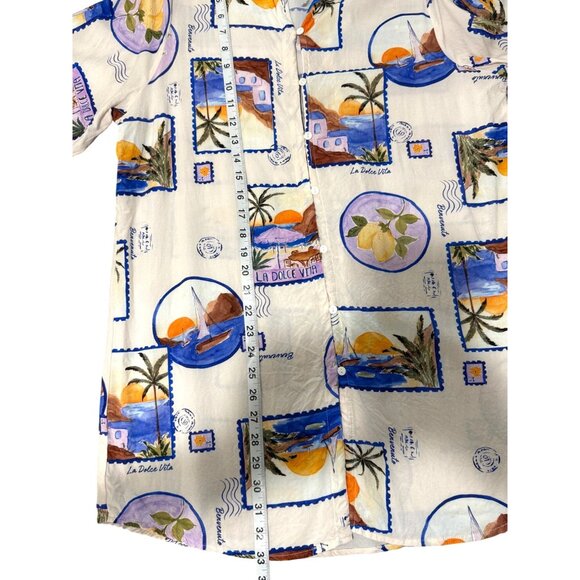 Label of Love Shirt Dress Tunic Button Up La Dolce Vita Postcard Travel Size L - Picture 5 of 6
